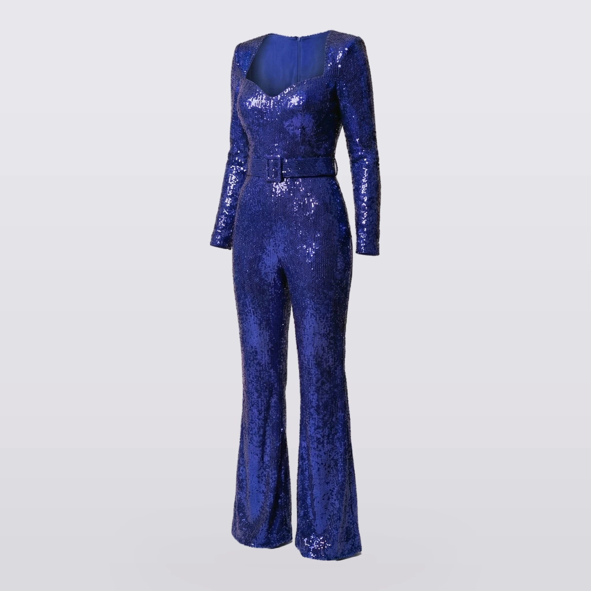 Cassiane - Sequin Long-Sleeve Flared Jumpsuit