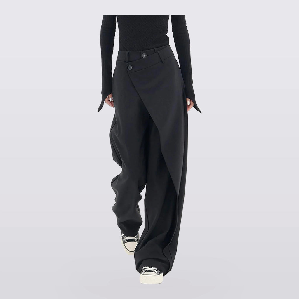 Ravella - Asymmetric Wrap-Front Wide-Leg Pants
