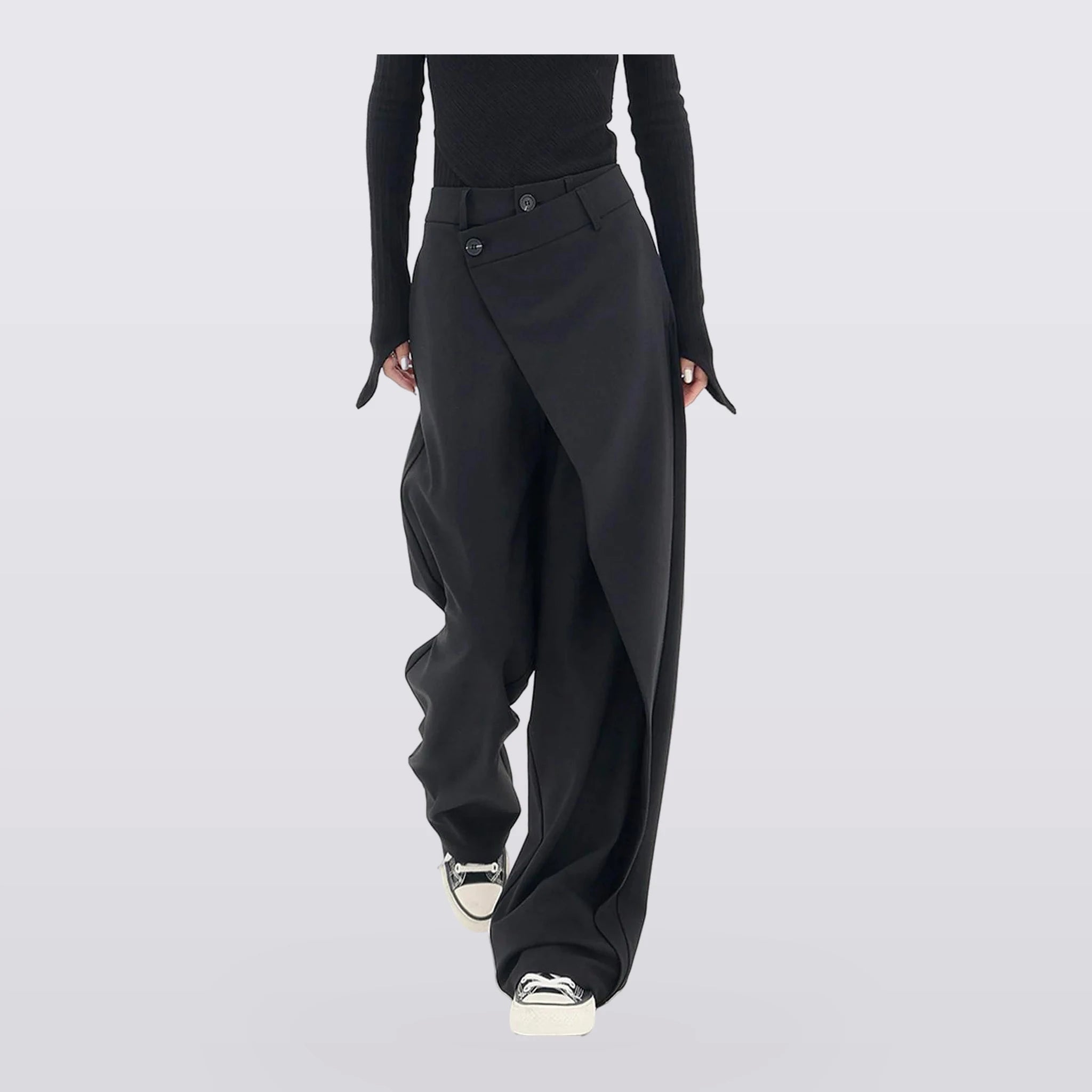 Ravella - Asymmetric Wrap-Front Wide-Leg Pants