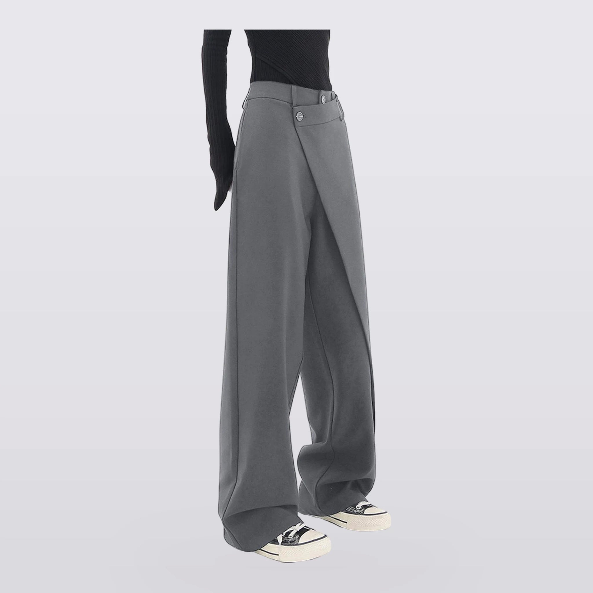 Ravella - Asymmetric Wrap-Front Wide-Leg Pants