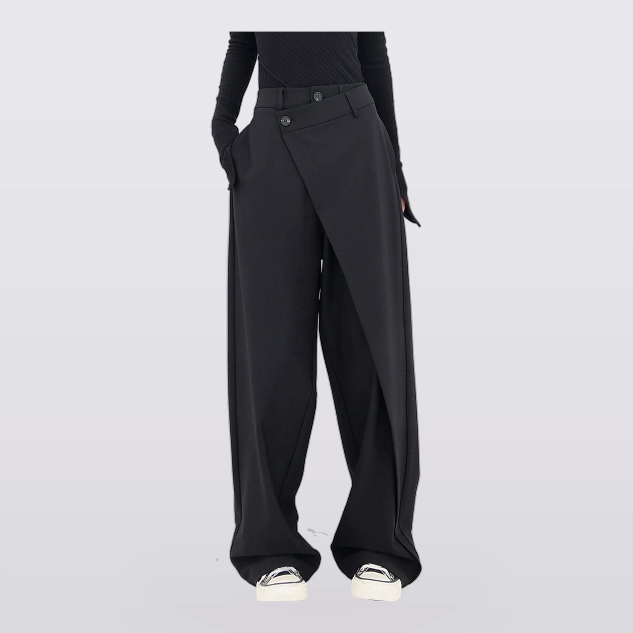 Ravella - Asymmetric Wrap-Front Wide-Leg Pants