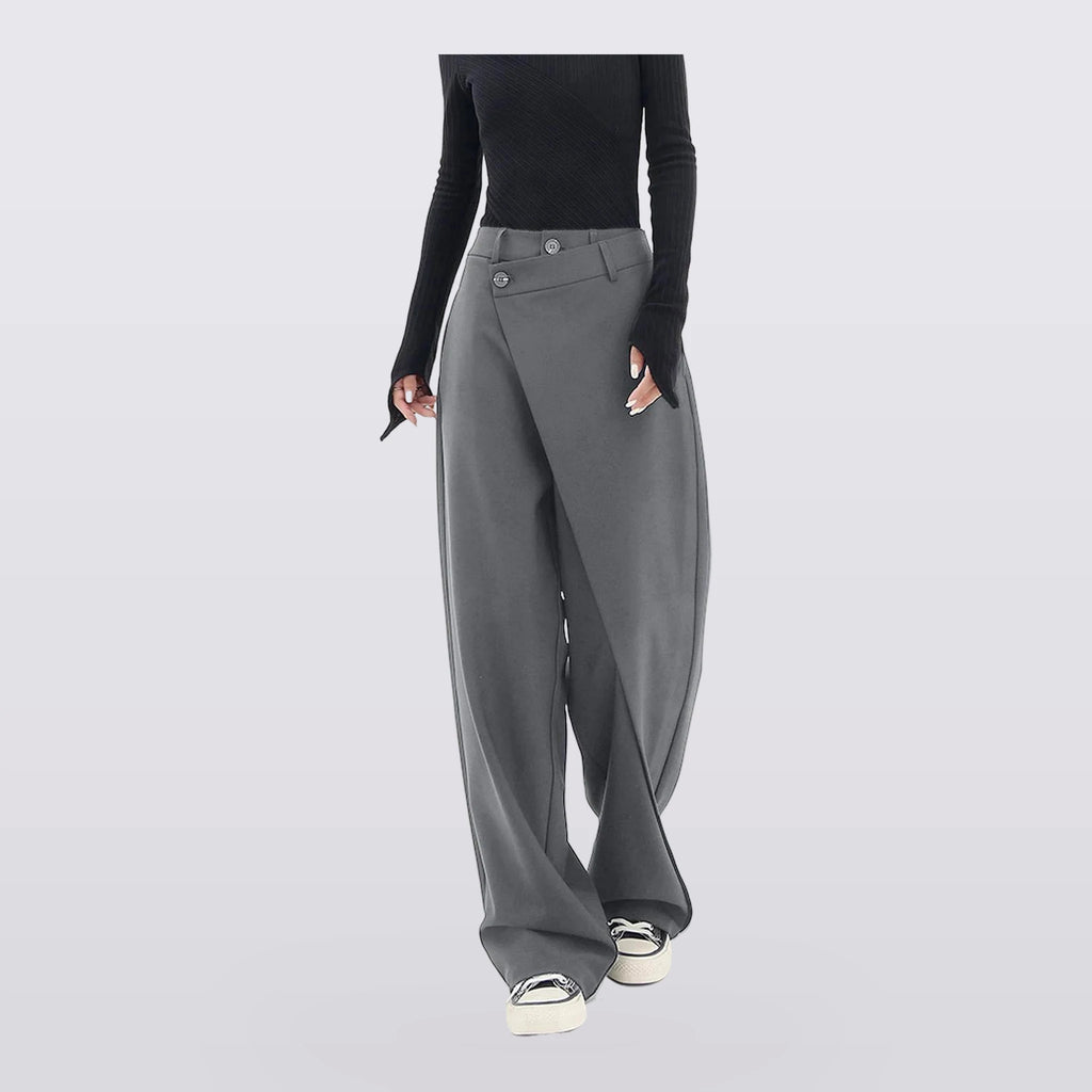 Ravella - Asymmetric Wrap-Front Wide-Leg Pants
