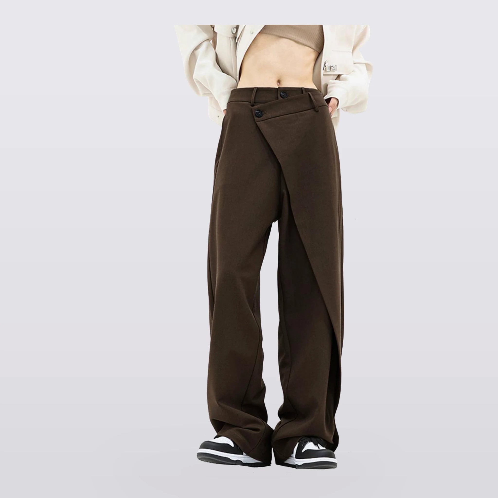 Ravella - Asymmetric Wrap-Front Wide-Leg Pants