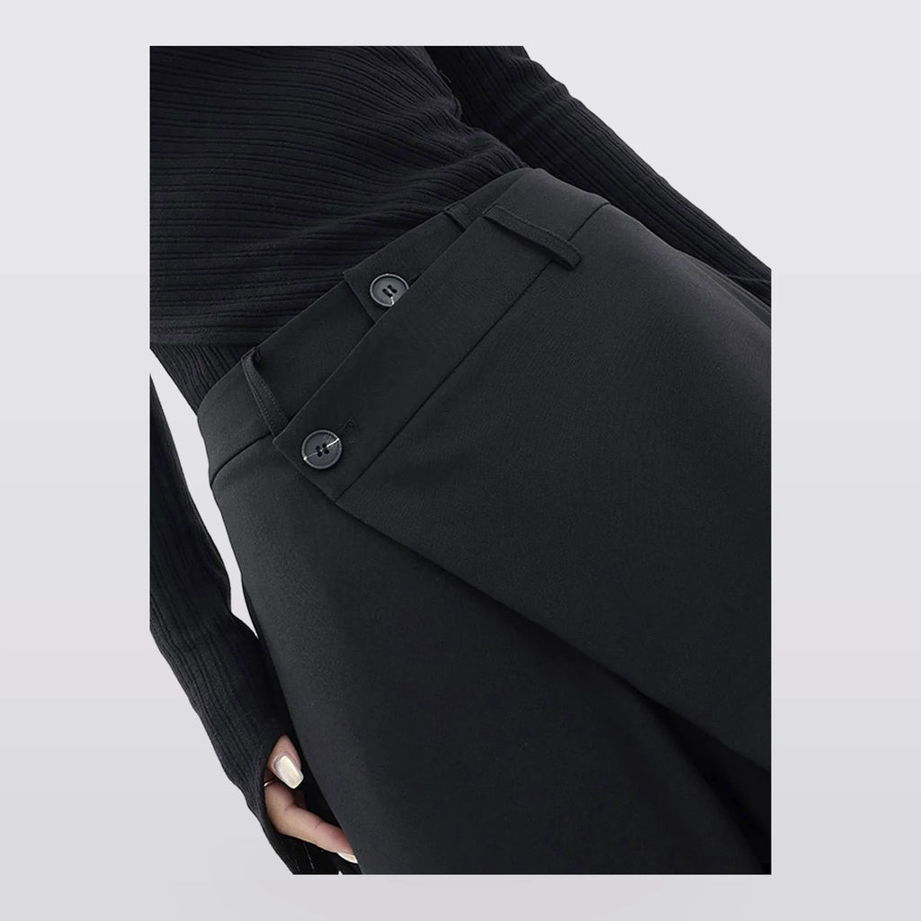 Ravella - Asymmetric Wrap-Front Wide-Leg Pants