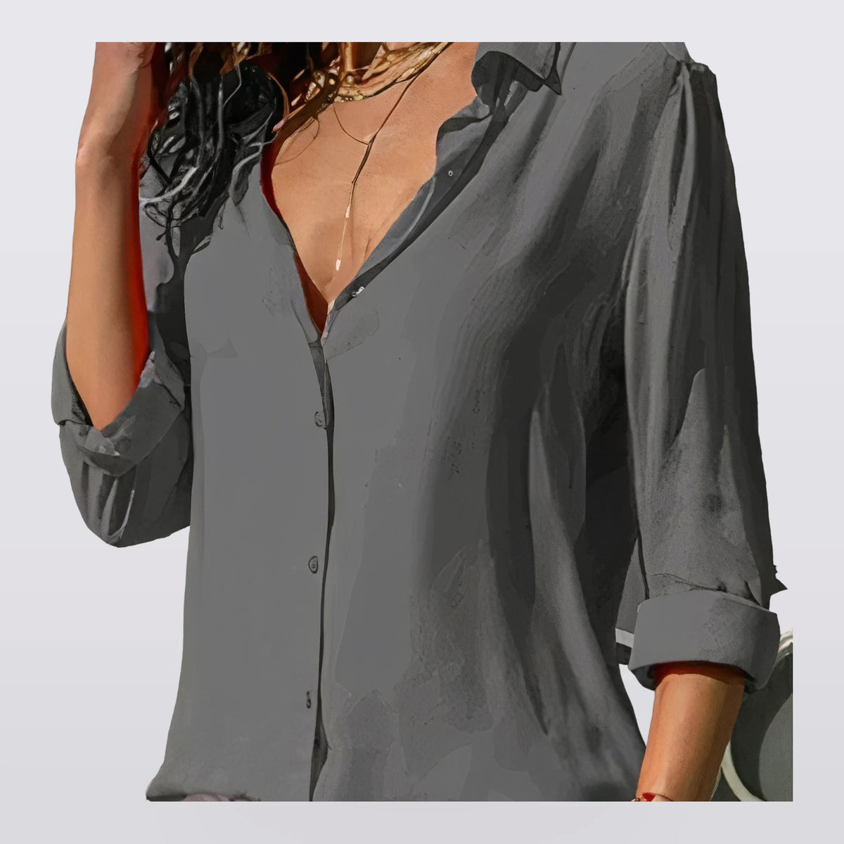 Solene - Draped Button-Front Blouse