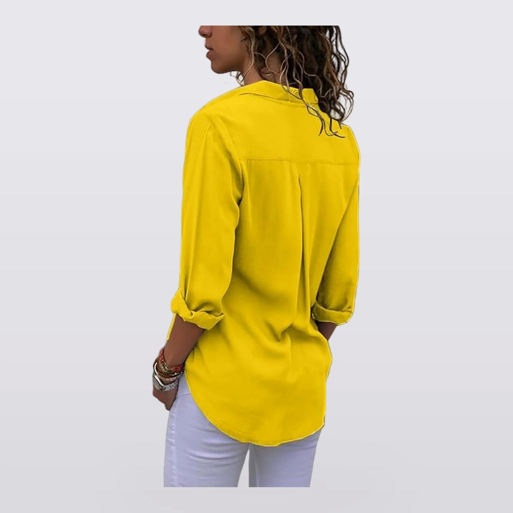 Solene - Draped Button-Front Blouse