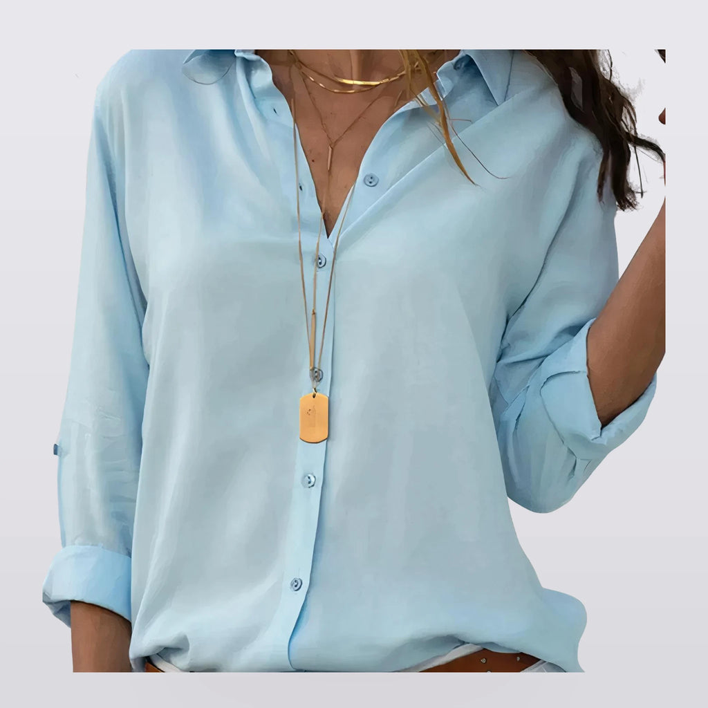 Solene - Draped Button-Front Blouse