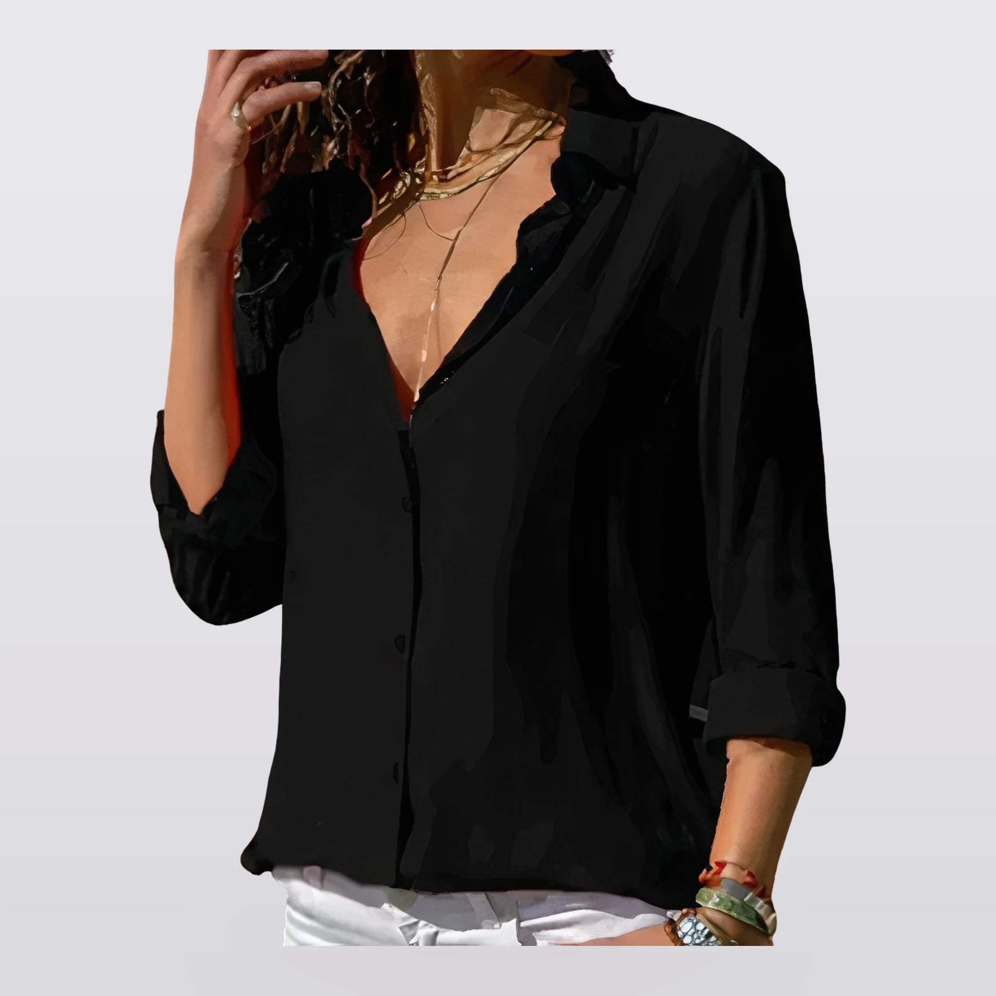 Solene - Draped Button-Front Blouse