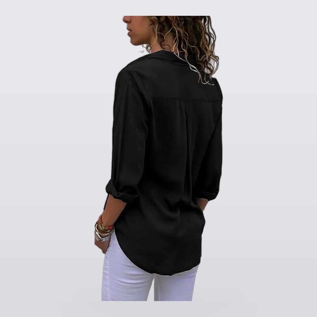 Solene - Draped Button-Front Blouse