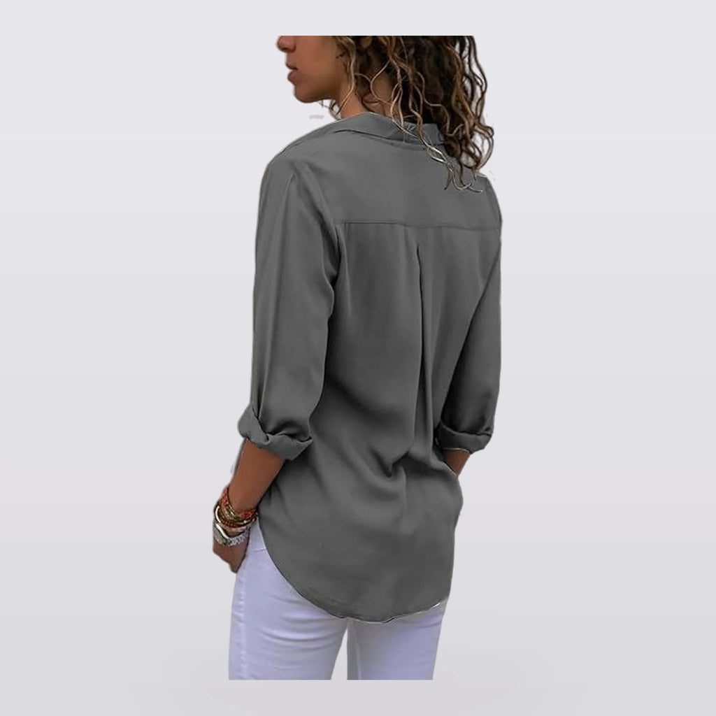 Solene - Draped Button-Front Blouse