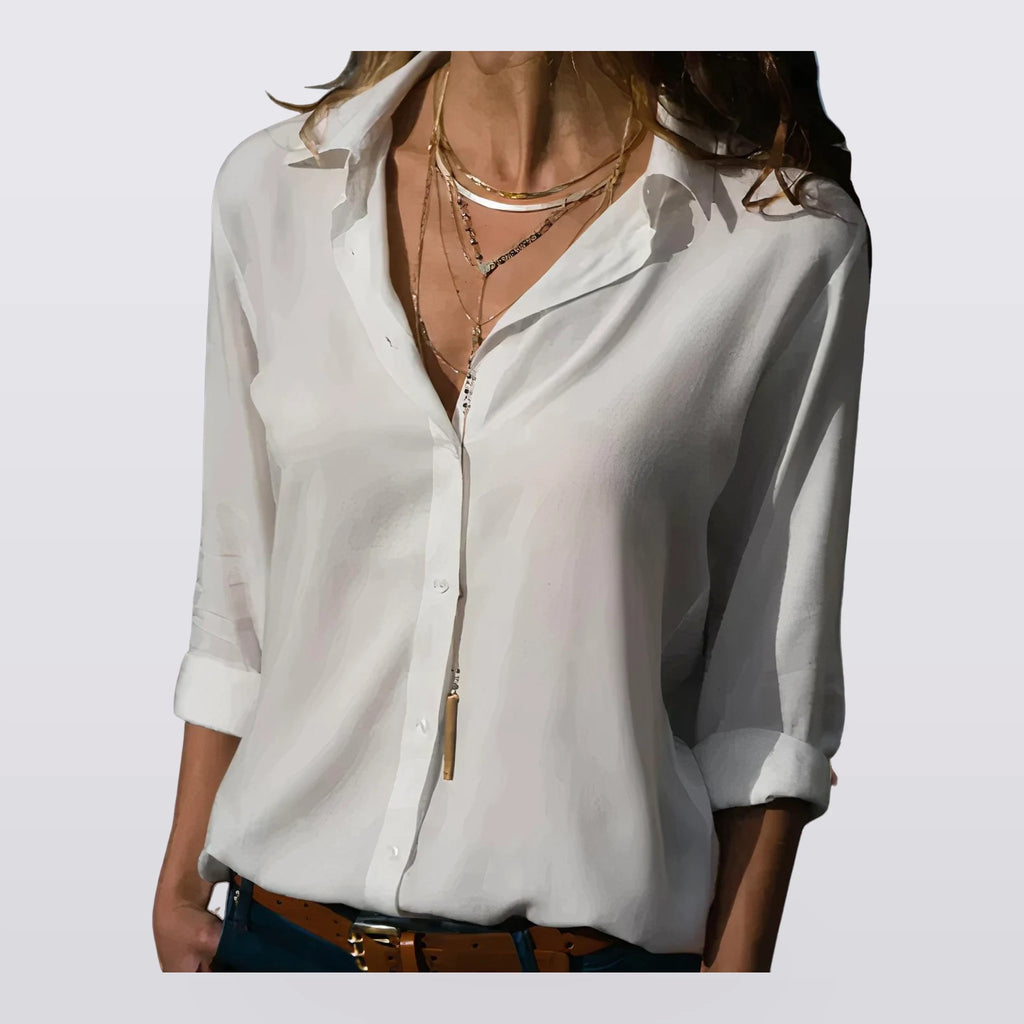 Solene - Draped Button-Front Blouse