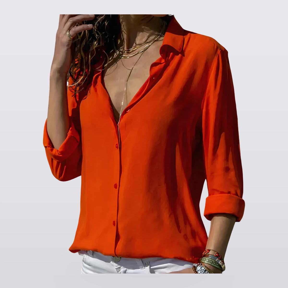 Solene - Draped Button-Front Blouse