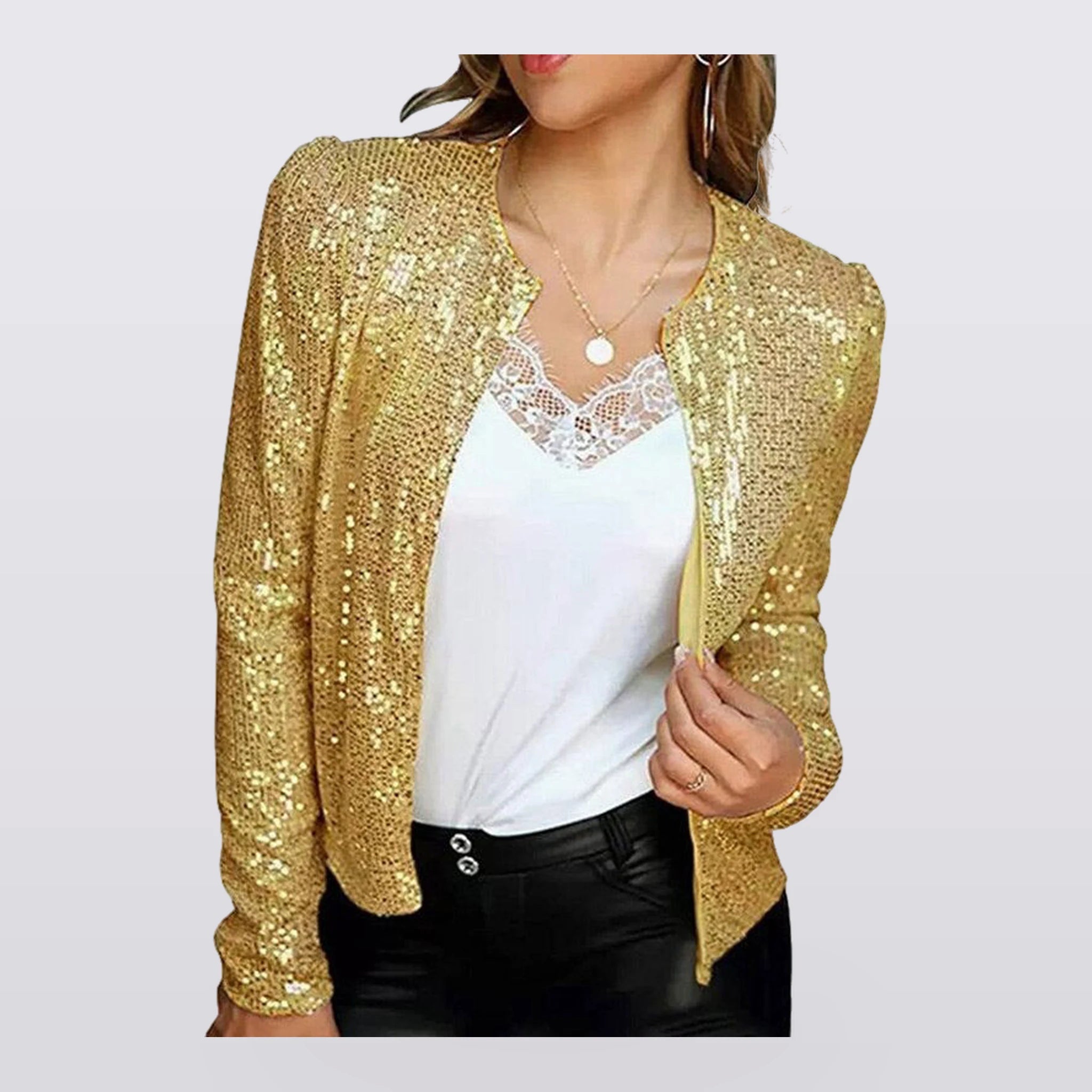 Verity - Sequin Open-Front Blazer