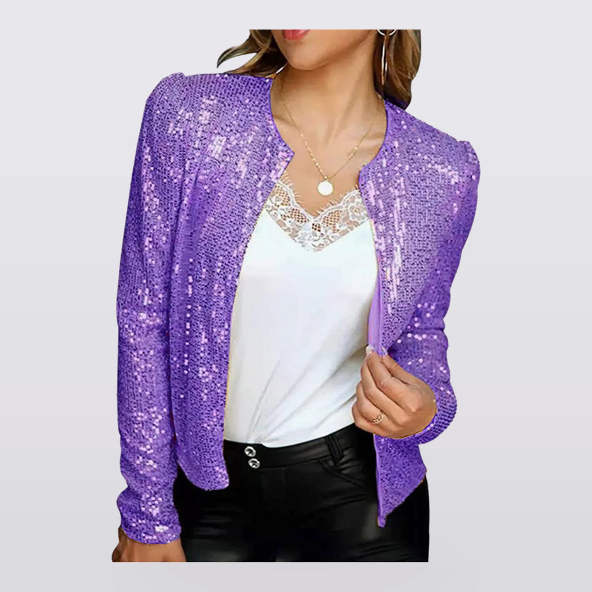 Verity - Sequin Open-Front Blazer