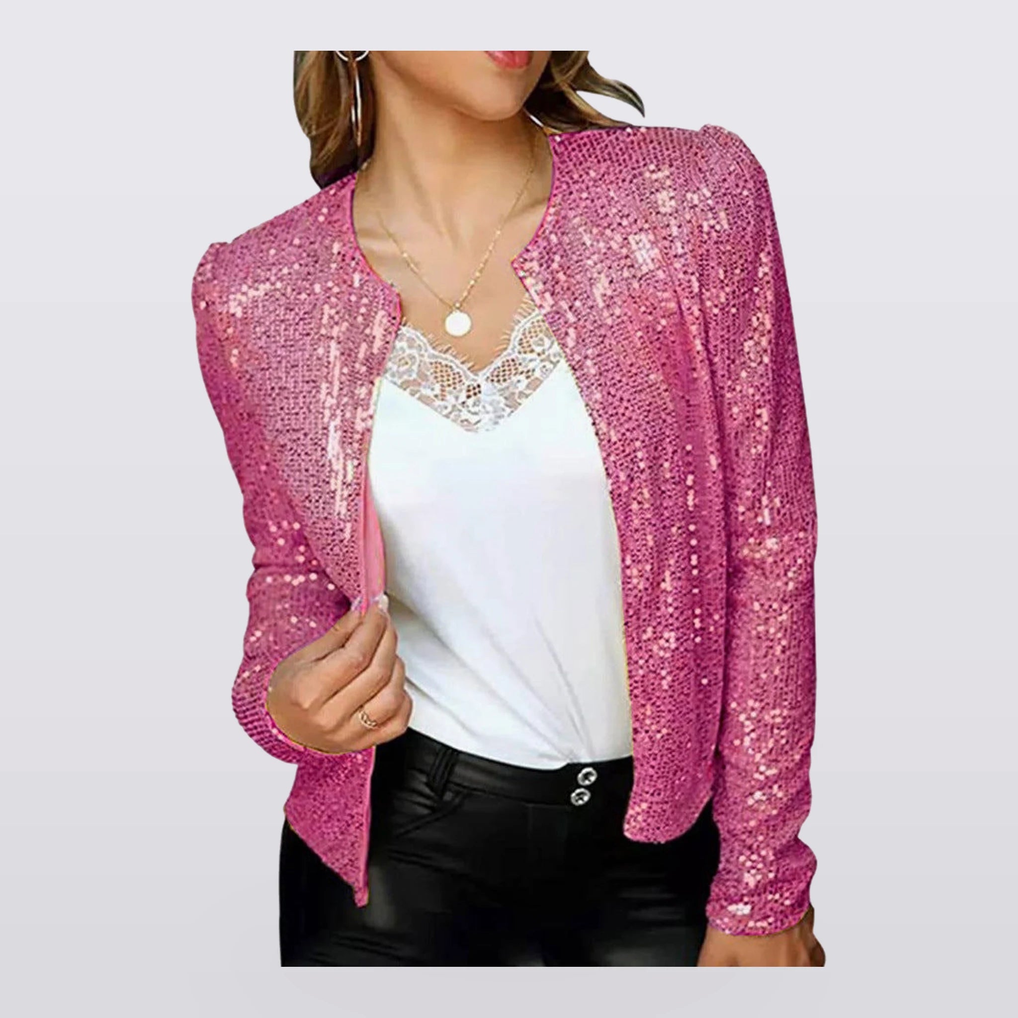 Verity - Sequin Open-Front Blazer
