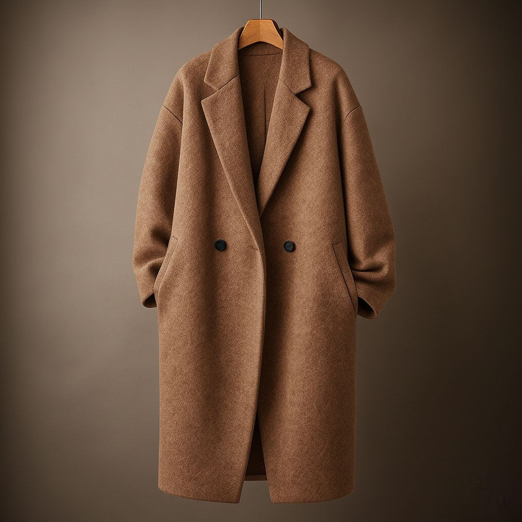 Calanthe | Women’s Longline Coat with Wide Notch Lapel