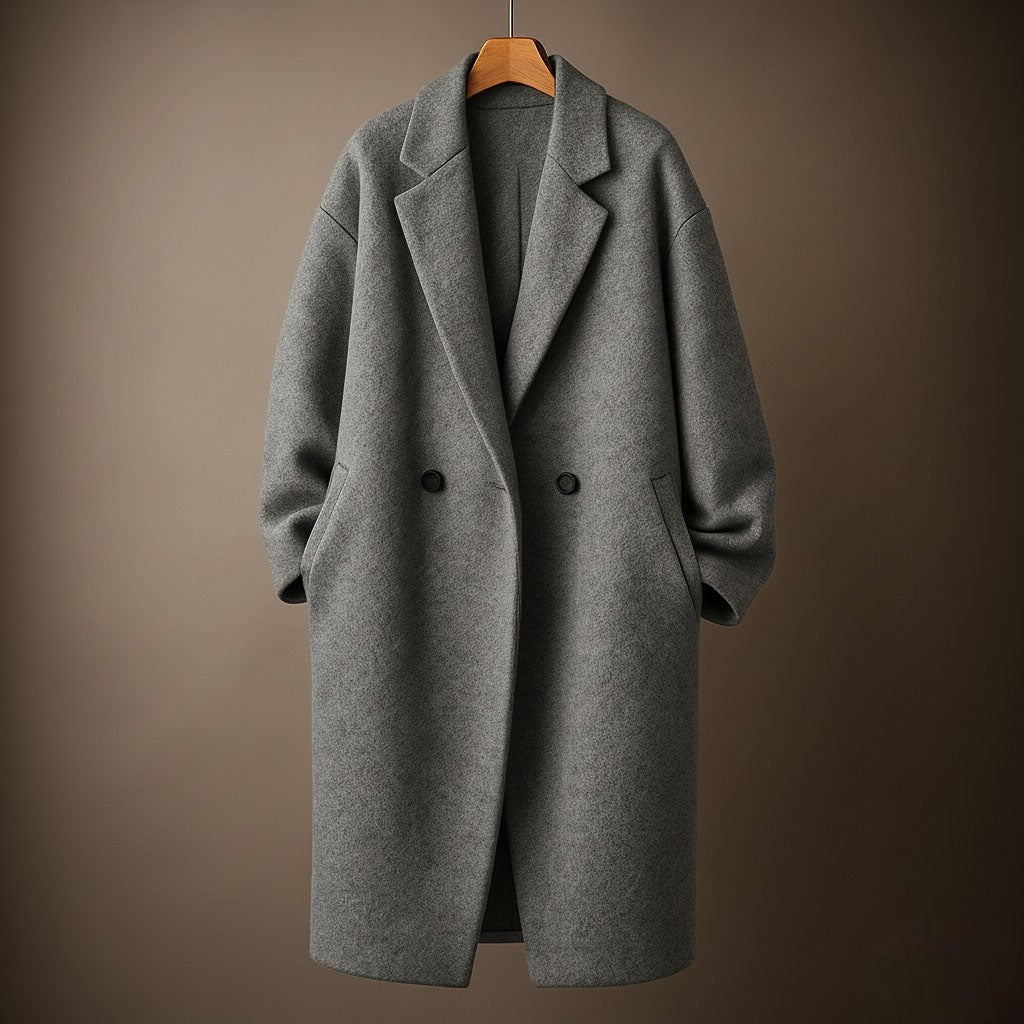 Calanthe | Women’s Longline Coat with Wide Notch Lapel