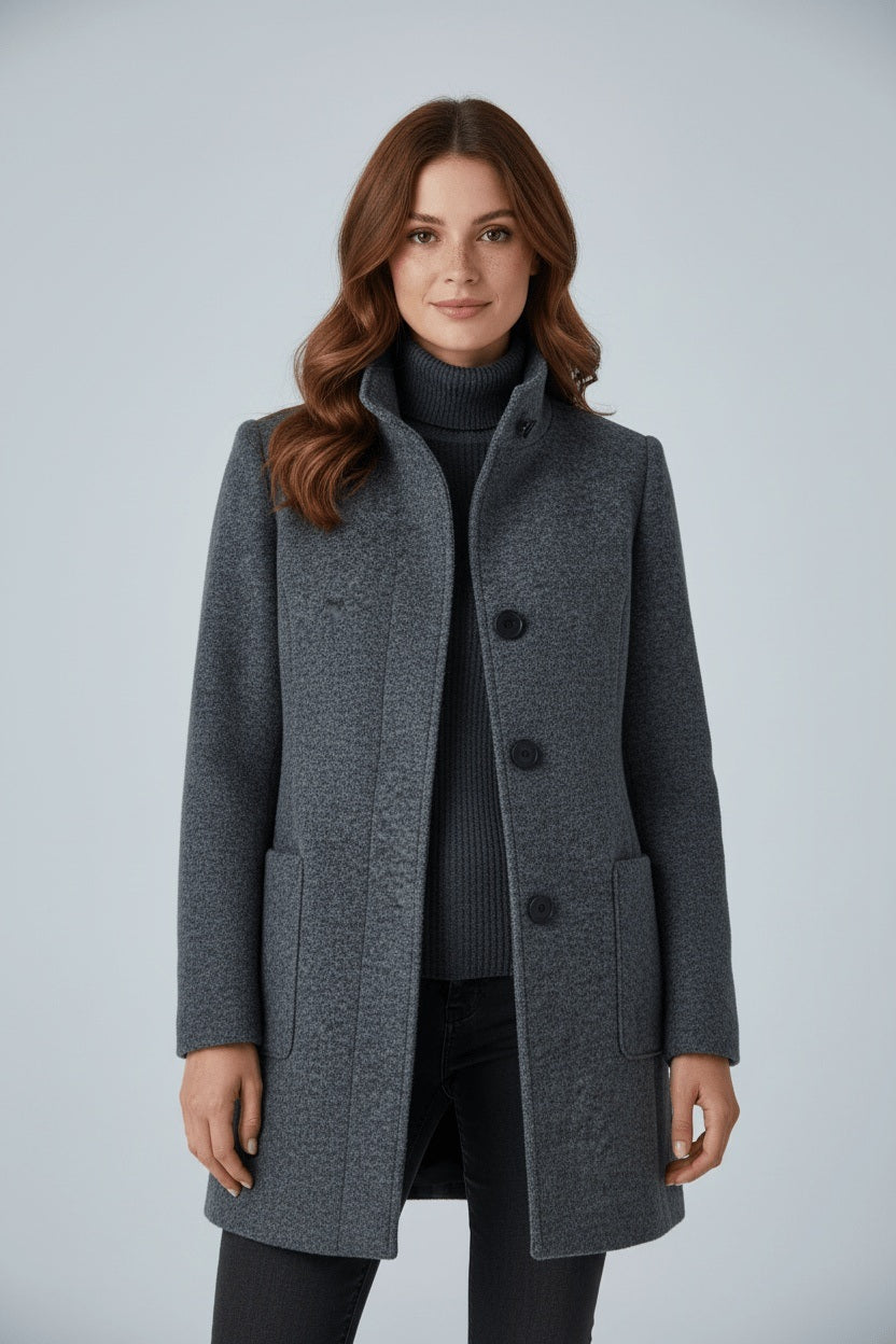 Carmela | Women’s Longline Coat with Patch Pockets