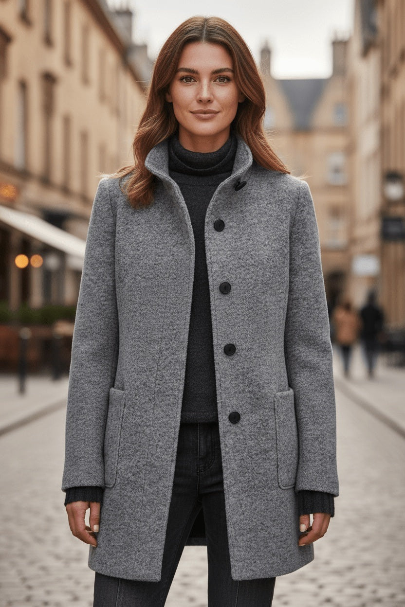 Carmela | Women’s Longline Coat with Patch Pockets