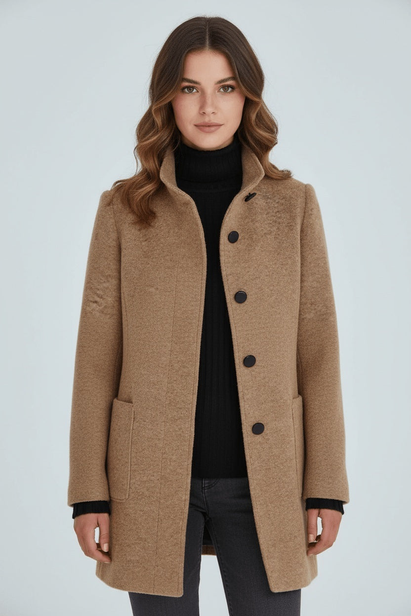 Carmela | Women’s Longline Coat with Patch Pockets