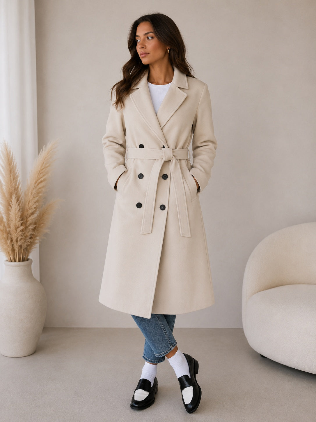 Catriona | Women’s Longline Coat with Belted Waist