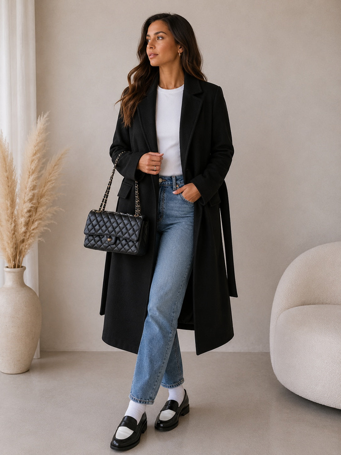 Catriona | Women’s Longline Coat with Belted Waist