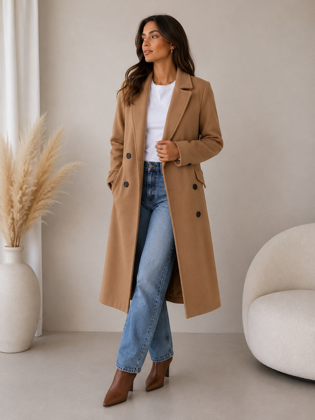 Catriona | Women’s Longline Coat with Belted Waist