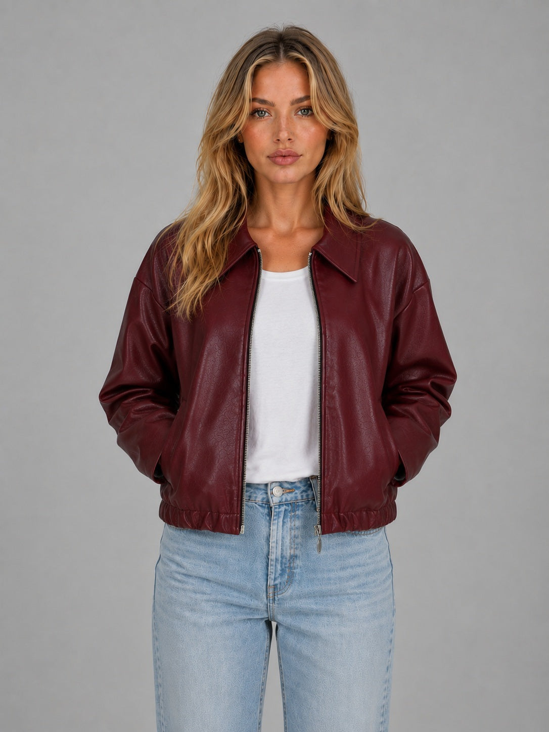 Celine | Women’s Cropped Jacket with Zip Front