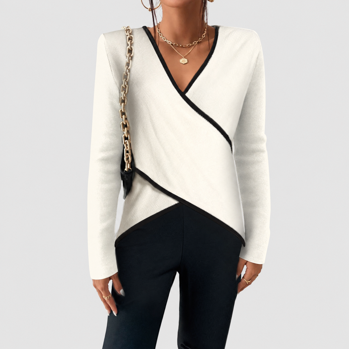 Claire - Women’s Soft-Touch V-Neck Sweater — White