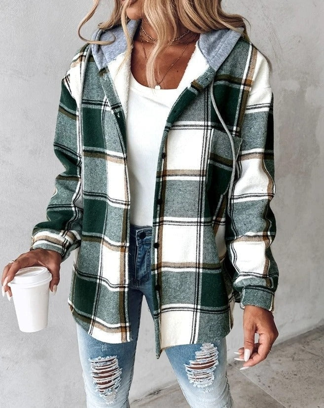 Clodagh | Women’s Plaid Jacket with Drawstring Hood