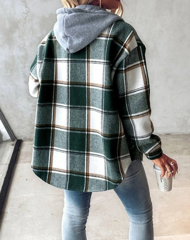 Clodagh | Women’s Plaid Jacket with Drawstring Hood