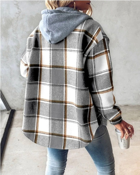 Clodagh | Women’s Plaid Jacket with Drawstring Hood