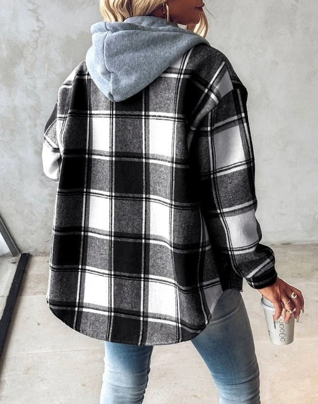 Clodagh | Women’s Plaid Jacket with Drawstring Hood