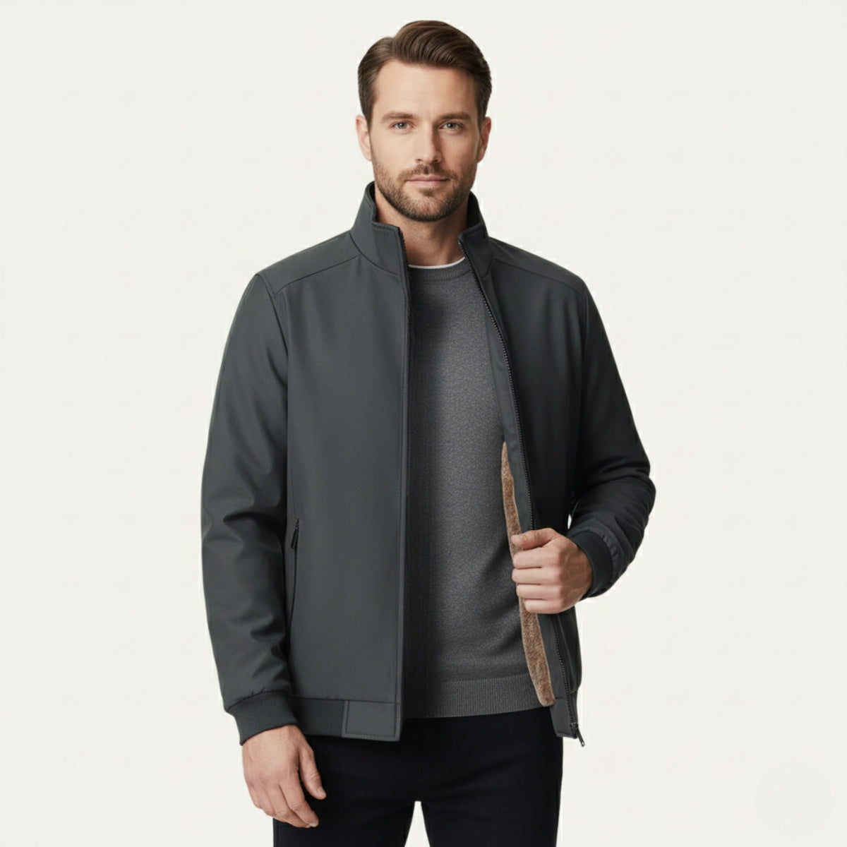 Karl | Men’s Fleece-Lined Winter Jacket with Zip Front