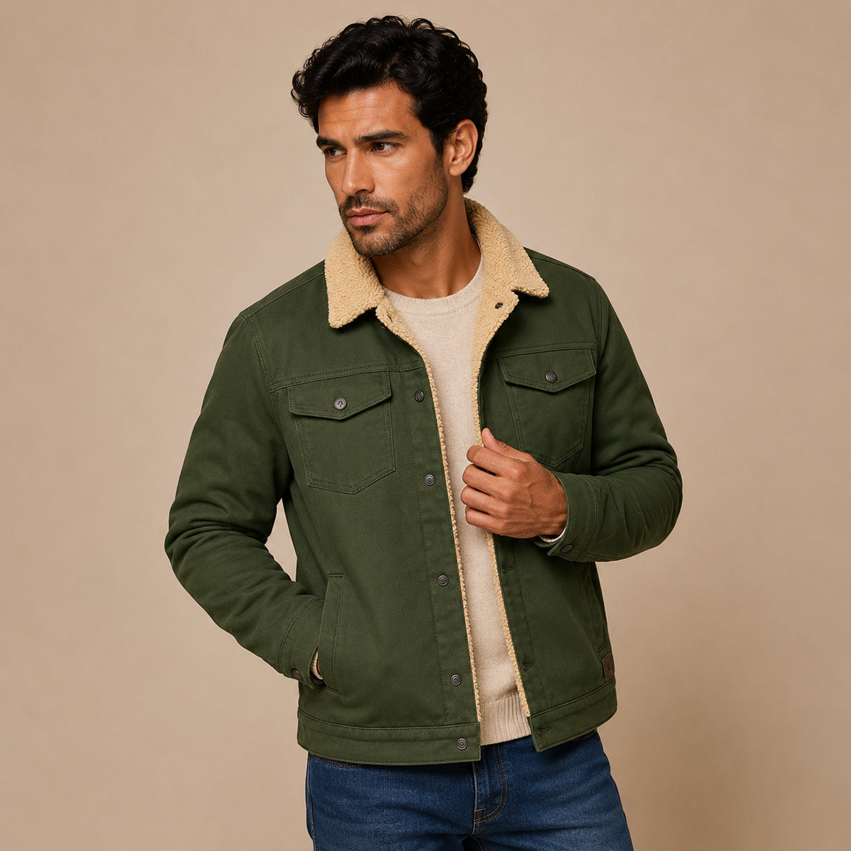 Leon | Men’s Fleece-Lined Utility Jacket with Pockets