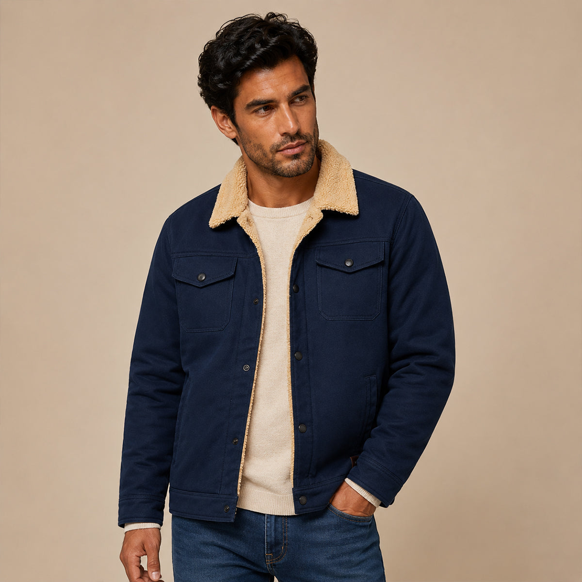 Leon | Men’s Fleece-Lined Utility Jacket with Pockets