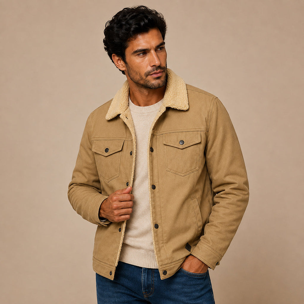 Leon | Men’s Fleece-Lined Utility Jacket with Pockets