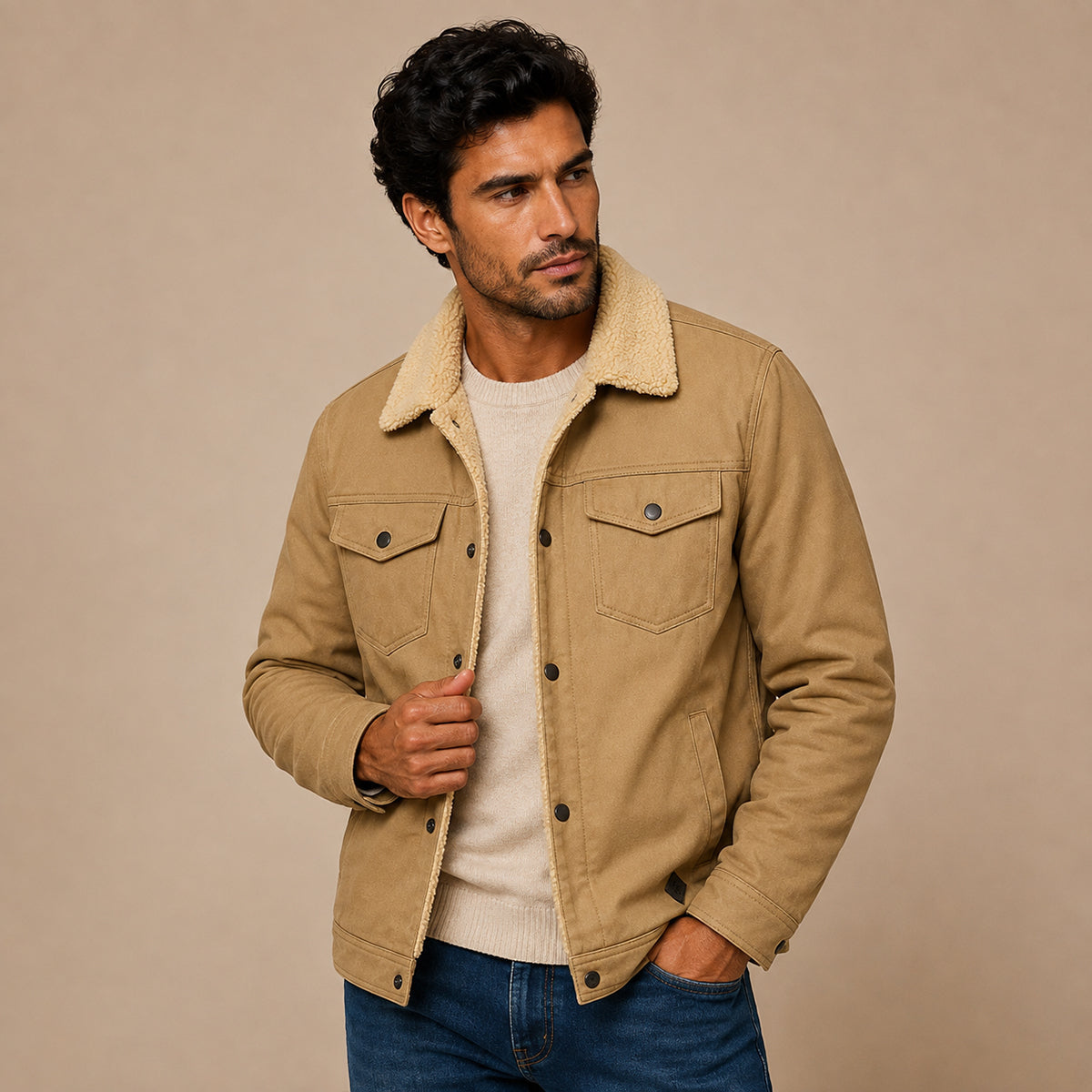 Leon | Men’s Fleece-Lined Utility Jacket with Pockets