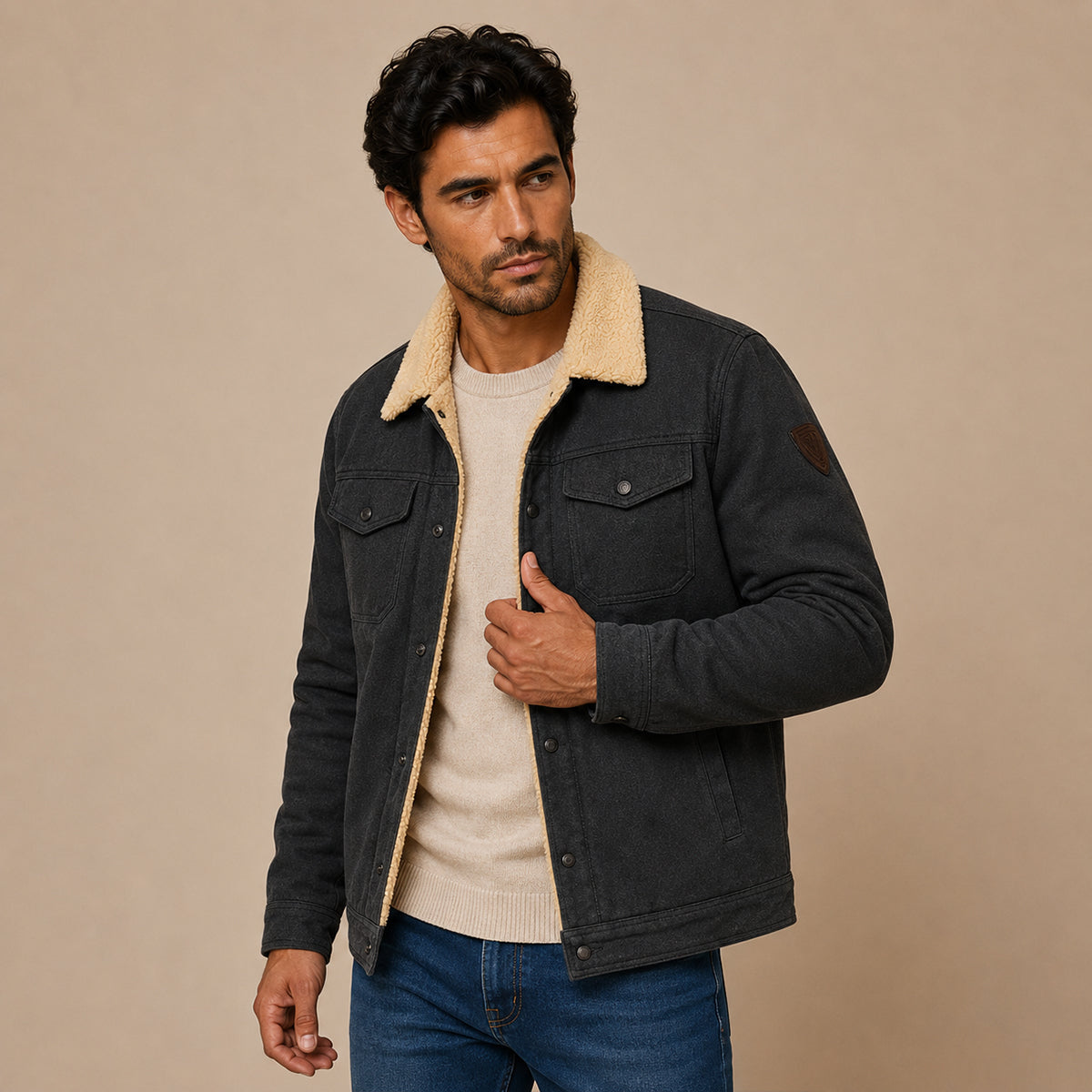 Leon | Men’s Fleece-Lined Utility Jacket with Pockets