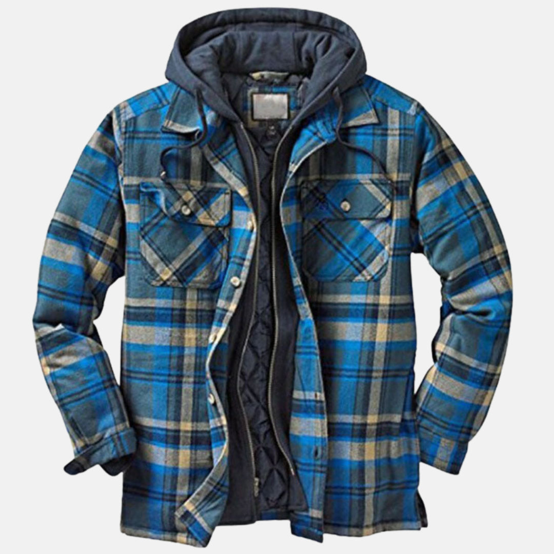 Harlan | Men’s Plaid Hooded Shirt Jacket with Quilted Lining