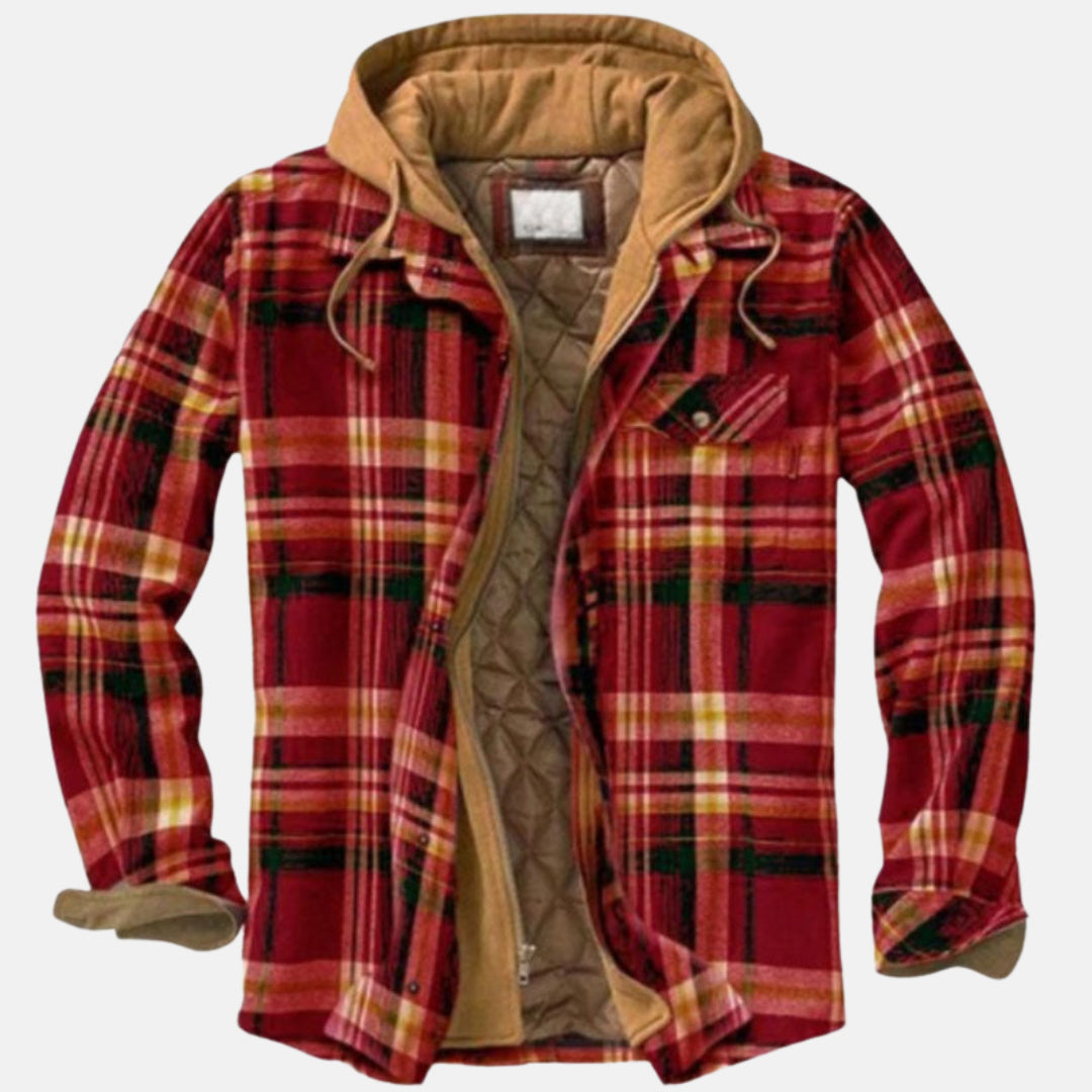 Harlan | Men’s Plaid Hooded Shirt Jacket with Quilted Lining