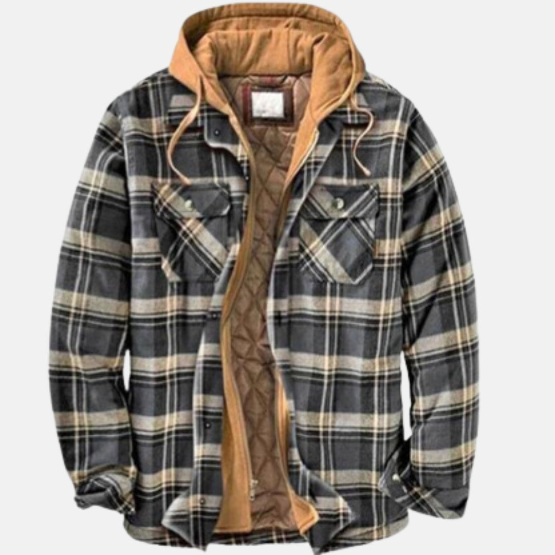 Harlan | Men’s Plaid Hooded Shirt Jacket with Quilted Lining
