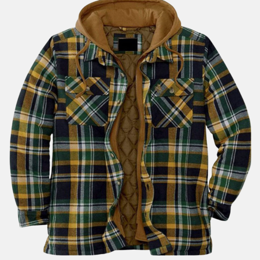 Harlan | Men’s Plaid Hooded Shirt Jacket with Quilted Lining