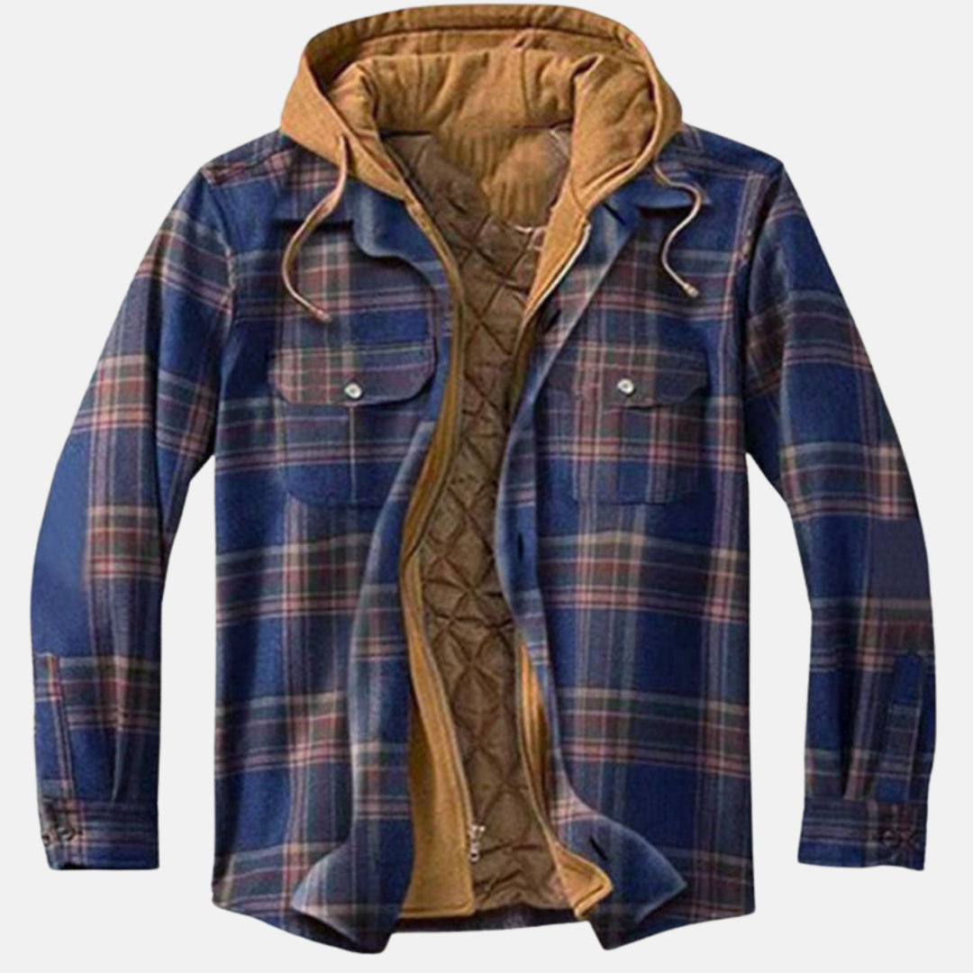 Harlan | Men’s Plaid Hooded Shirt Jacket with Quilted Lining
