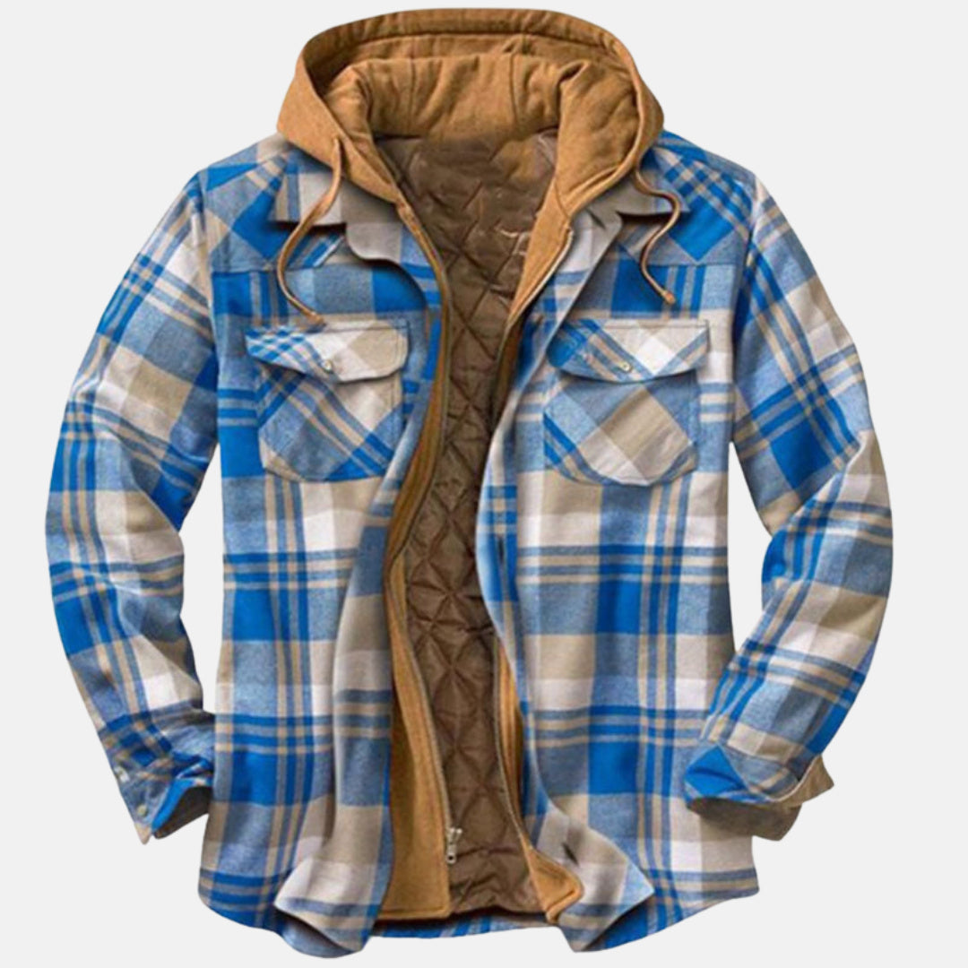 Harlan | Men’s Plaid Hooded Shirt Jacket with Quilted Lining