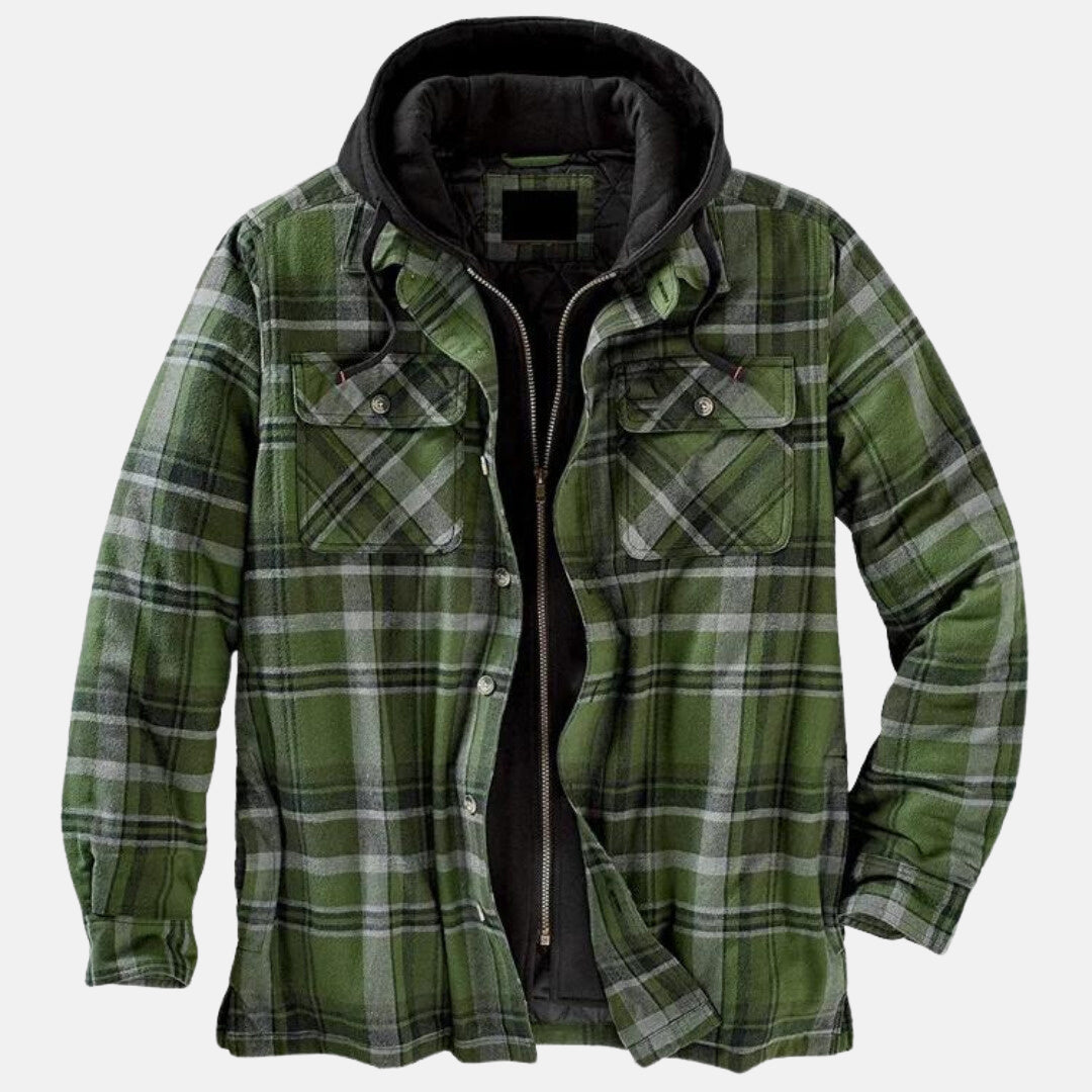 Harlan | Men’s Plaid Hooded Shirt Jacket with Quilted Lining