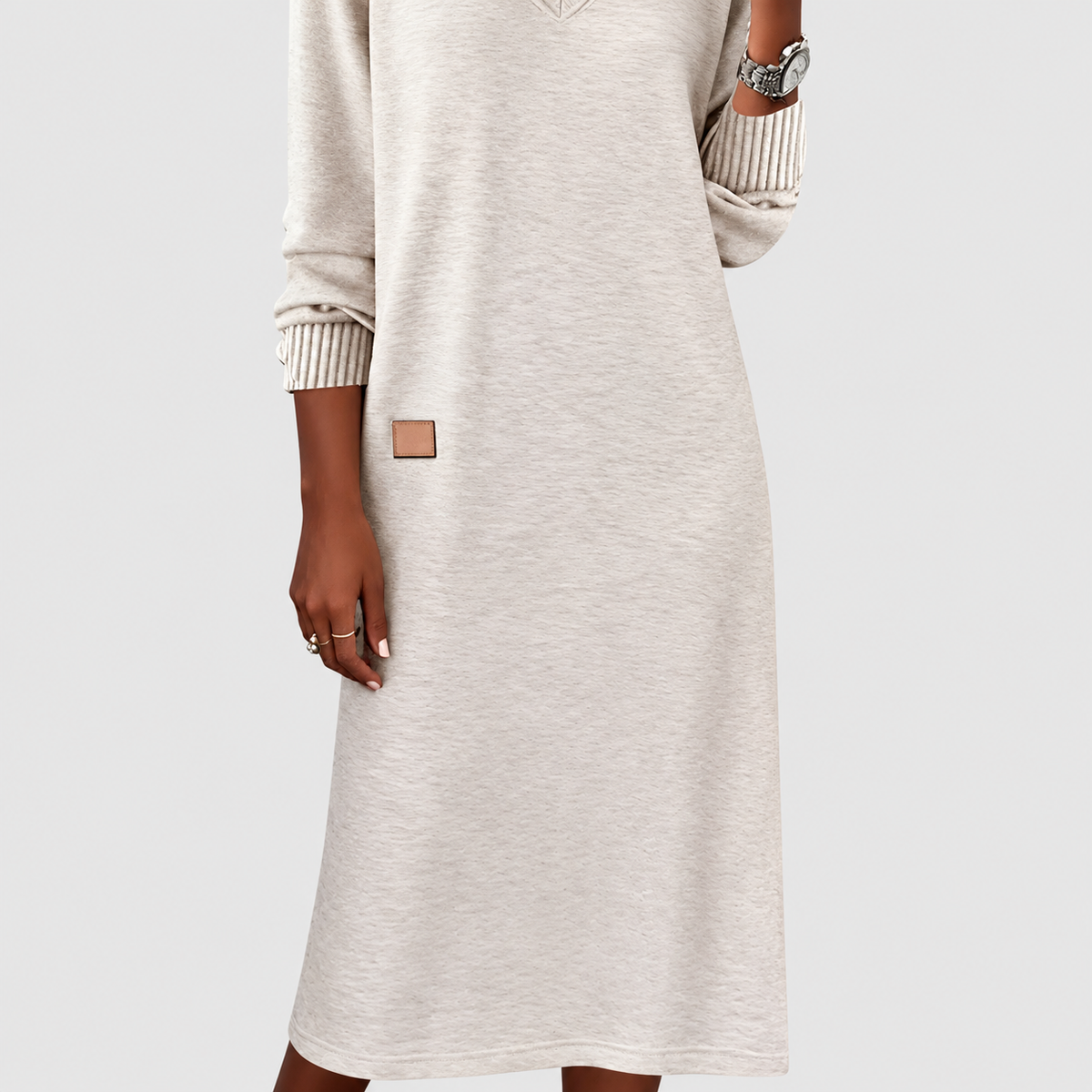Acacia | Women’s V-Neck Long-Sleeve Midi Sweater Dress — product detail 3