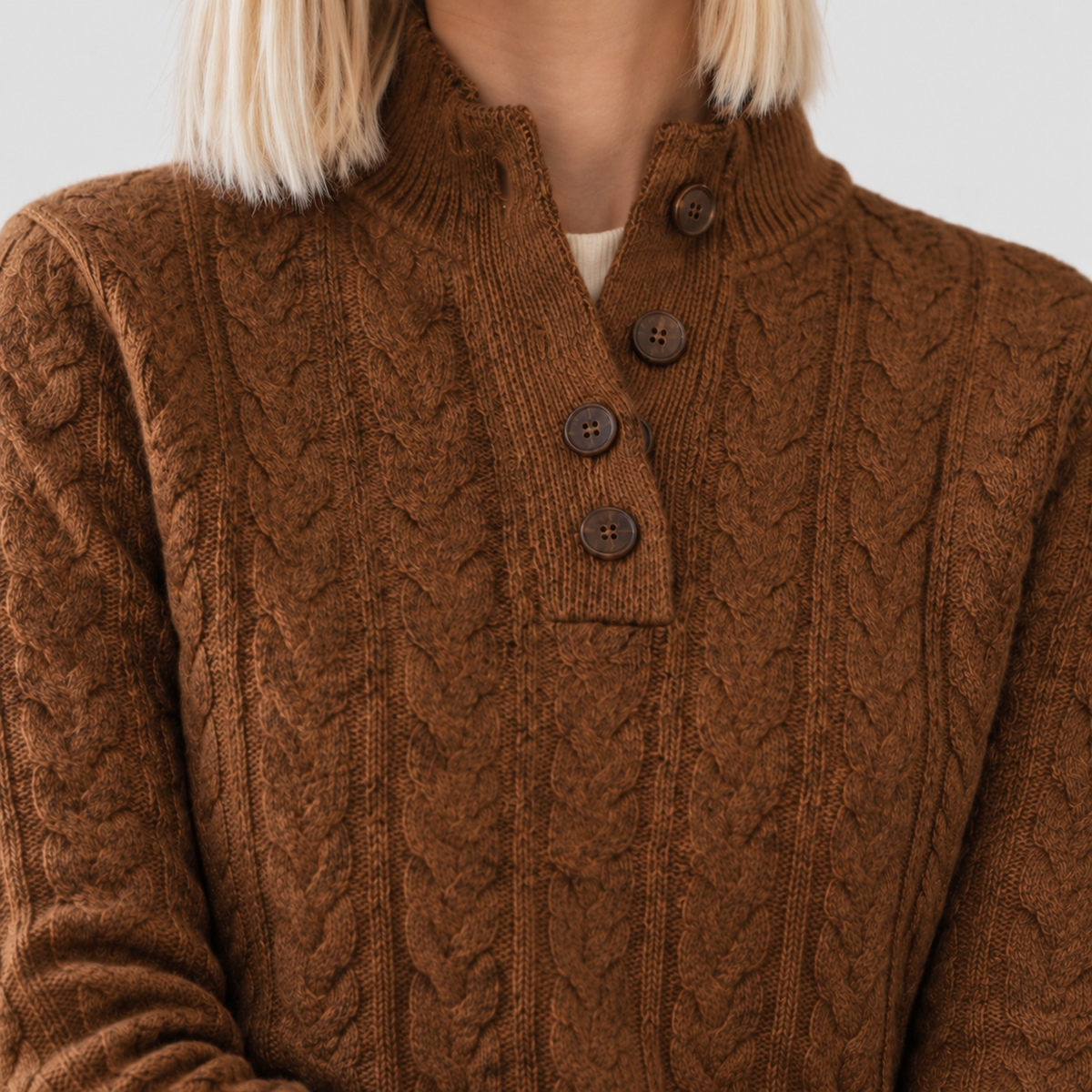 Ada | Women’s Cable-Knit Buttoned Sweater — product detail 6