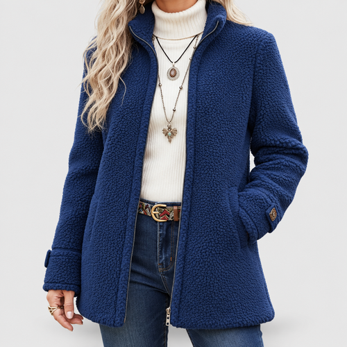 Adela | Women’s Full-Zip Stand-Collar Jacket — Blue