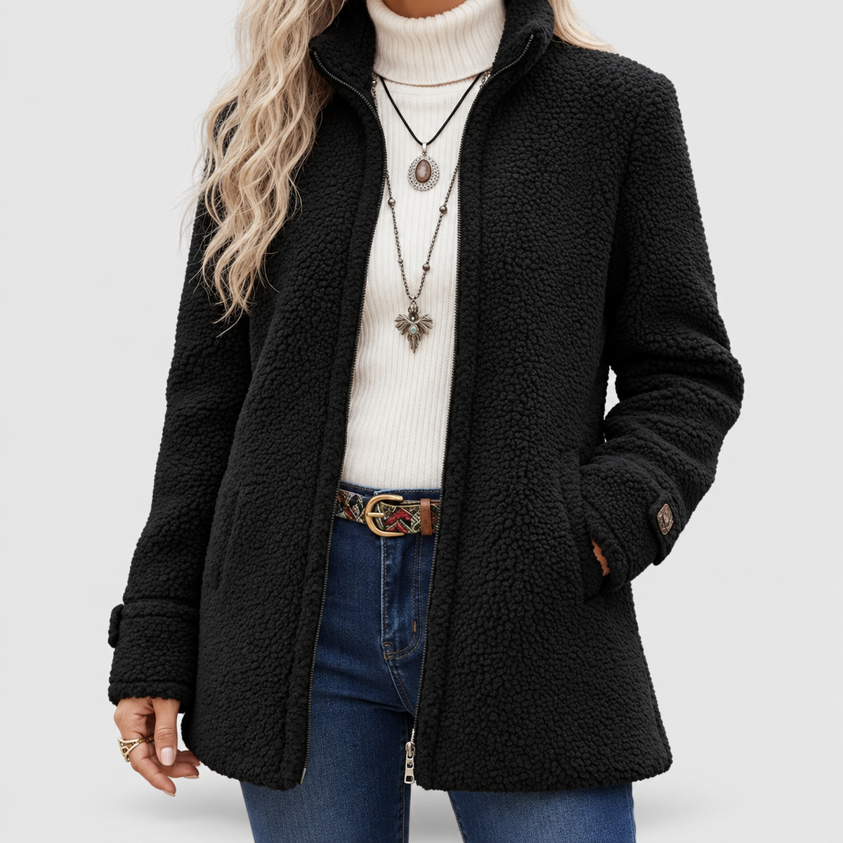 Adela | Women’s Full-Zip Stand-Collar Jacket — Black